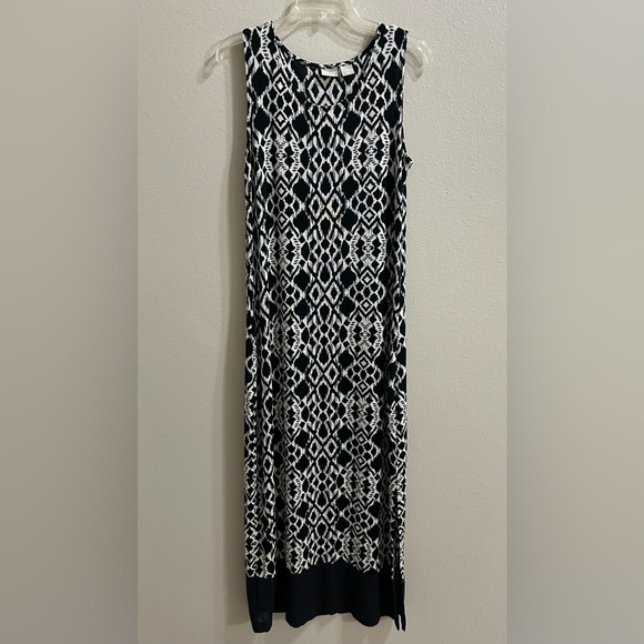 Chico's Dresses & Skirts - Chicos Travelers Maxi Dress Size 1 (Medium) Neutral Ikat Print Stretchy Classy